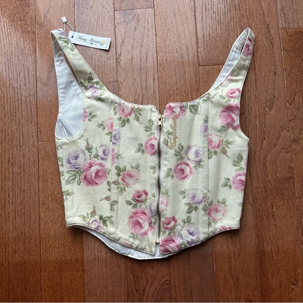 Heavy Manners (NWT) Top Little Besos Corset Summer bby Floral - Picture 5 of 9